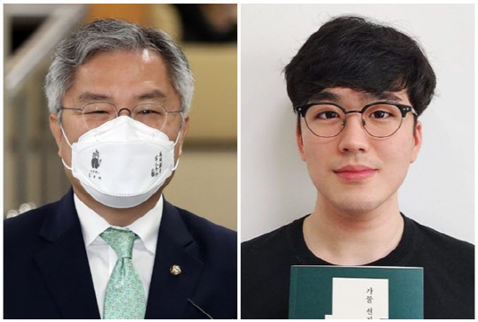 최강욱(왼쪽) 더불어민주당 의원과 황희두 노무현 재단 이사. <황희두 SNS, 연합뉴스>